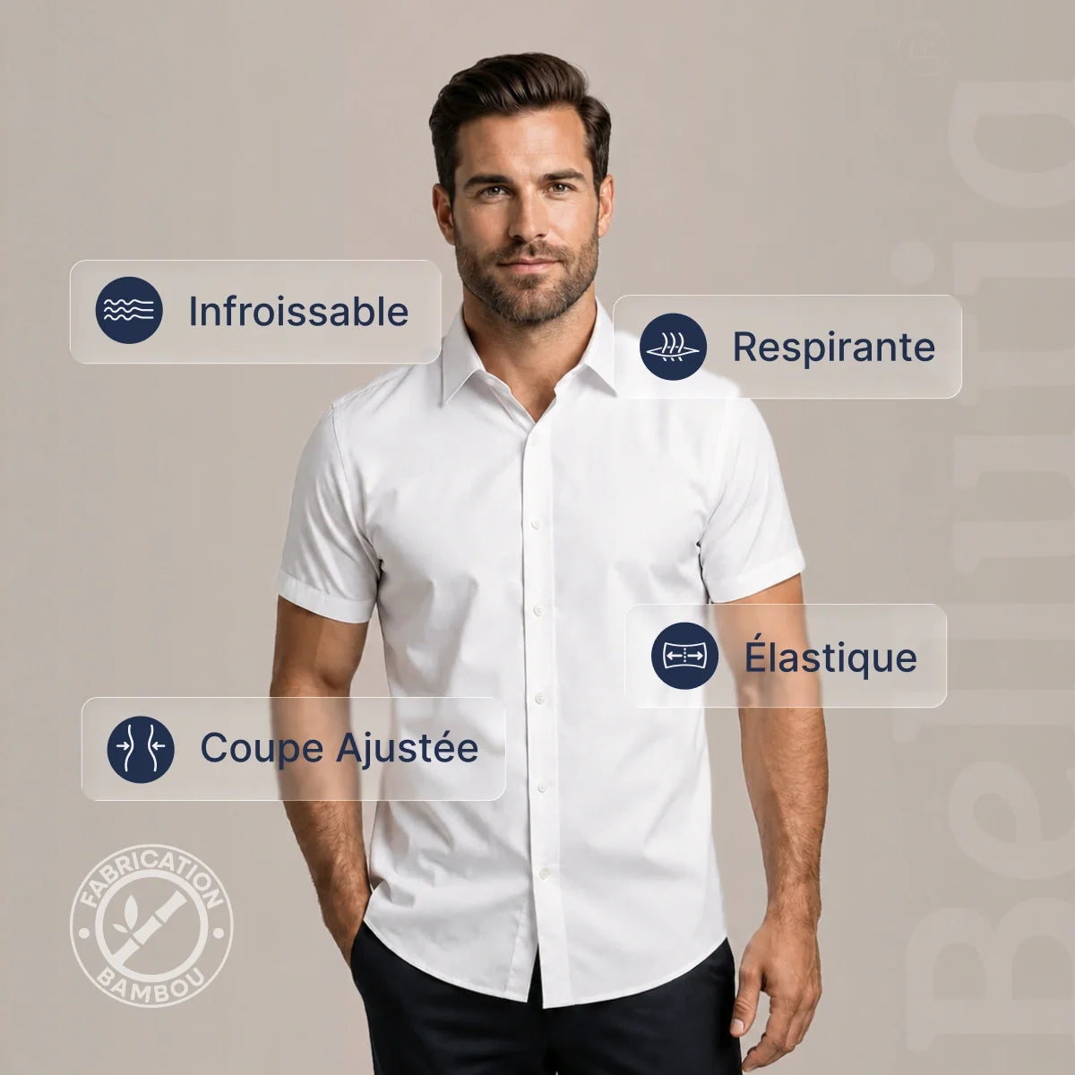 Chemise Ajustée à Manches Courtes